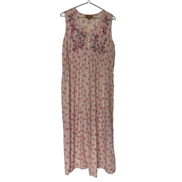April Cornell Sleeveless Embroidered Cotton Dress Pink Floral Women’s S - Picture 1 of 9